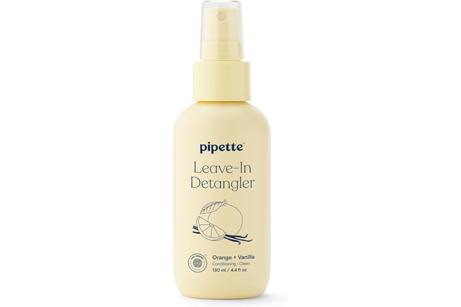Pipette Leave-In Hair Detangler – Silicone-free Kids Detangling Spray – 100% Plant-Derived Nourishing Squalane – Orange + Vanilla Aroma, ALL Hair Types & Textures, 4.4 fl oz