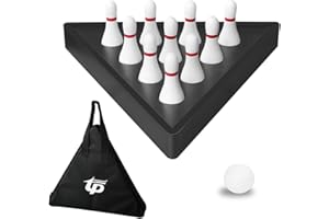 TORPSPORTS Set of 10 Hardwood Shuffleboard Bowling Pin Set-Pinsetter&Carry Bag
