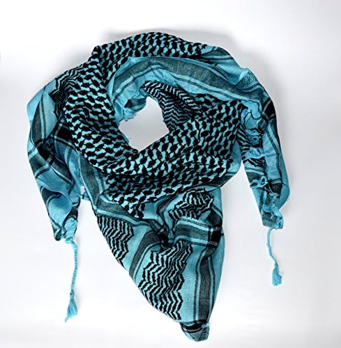 Big Size Scarf Military Shemagh Tactical Desert, 100% Cotton Keffiyeh, Scarf Wrap 45"x45" Arab Scarf (Light blue)
