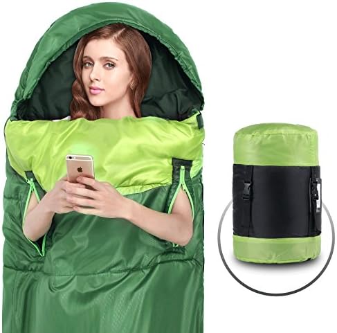 Wintou Sleeping Bag with Compression Sack, 3-4 Season Lightweight Sleeping Bag for Adult Kids Camping Hiking Backpacking Trip, (75 +12) x33 inches