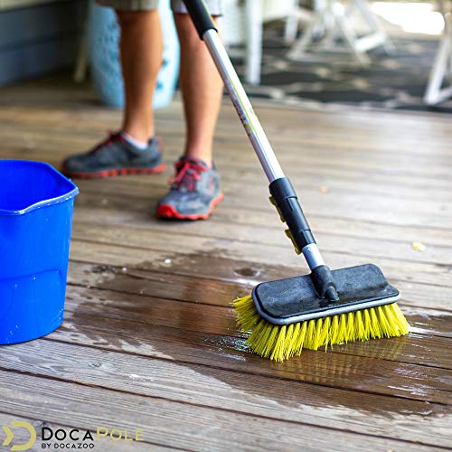 DocaPole 624 Foot Hard Bristle Brush Extension Pole 11” Scrub Brush with Telescopic Pole