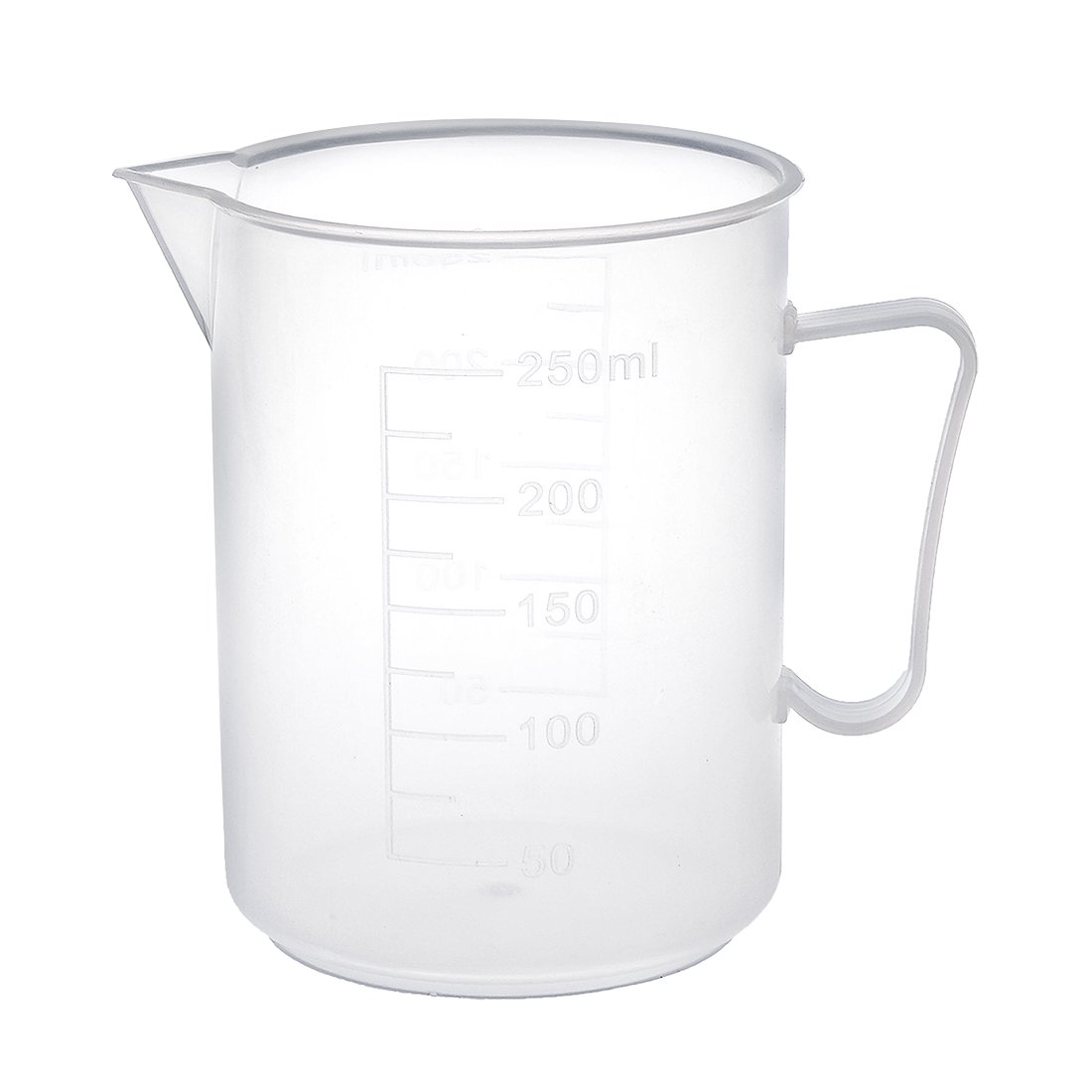 sourcingmap Measuring Cup 250ml PP Plastic Graduated Beaker Transparent with Handle for Lab Kitchen liquids