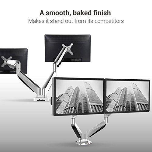 H&A Elegant Aluminum Monitor Stand Gas Spring Desk Monitor Mount for 13"-32" Computer Monitor TV Screens Full Motion Swivel LED LCD Arm (Dual Monitor)