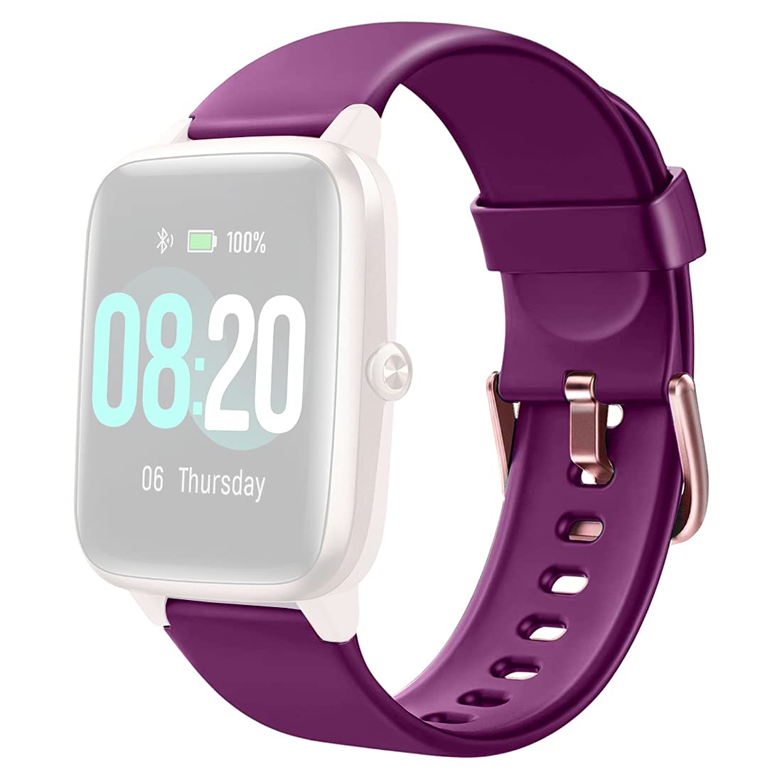 Delvfire ID205L Smart Watch Strap Replacement (19mm) compatible with ID205 Fitpolo, GRV, Lifebee, Lintelek, Teminice, Tensky, Toobur, Umidigi, VeryFit, VeryFitPro, Willful, Yamay etc. (Purple/Rose)