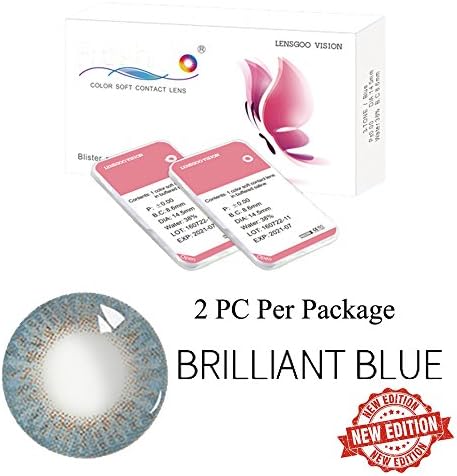 Brilliant Blue Color Contacts Lenses, Multicolor Cute Charm and Attractive Contact Lenses (2 PC Per Package)