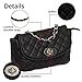 Womens Quilted Crossbody Bag by Silverhooks - Pattern Shoulder Mini Handbag (Black)