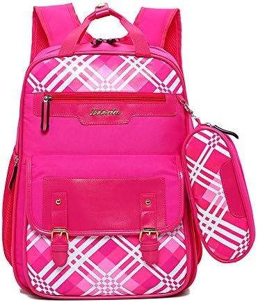 Bagsmall Naylon Rucksack for Girls Boys Toddler Backpack School Bag Mochila (Rose red)
