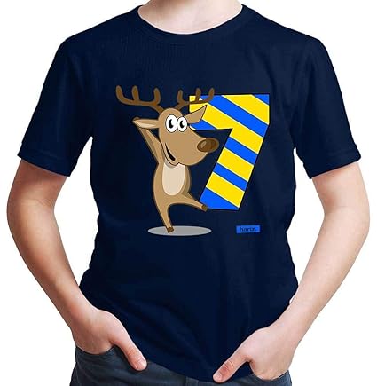 HARIZ Jungen T-Shirt Lustiges Rentier 7 Geburtstag Kinder Geschenkidee Plus Geschenkkarte