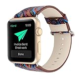 For Apple Watch Band,Voberry Premium Leather Replacement Strap for Apple Smart Watch 38mm (blue)