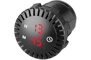 ihreesy Car LED Digital Clock,12V/24V Waterproof Time Display Round Clock Panel with Touch Control Digital Clock Meter for Car Motorcycle,Red Light