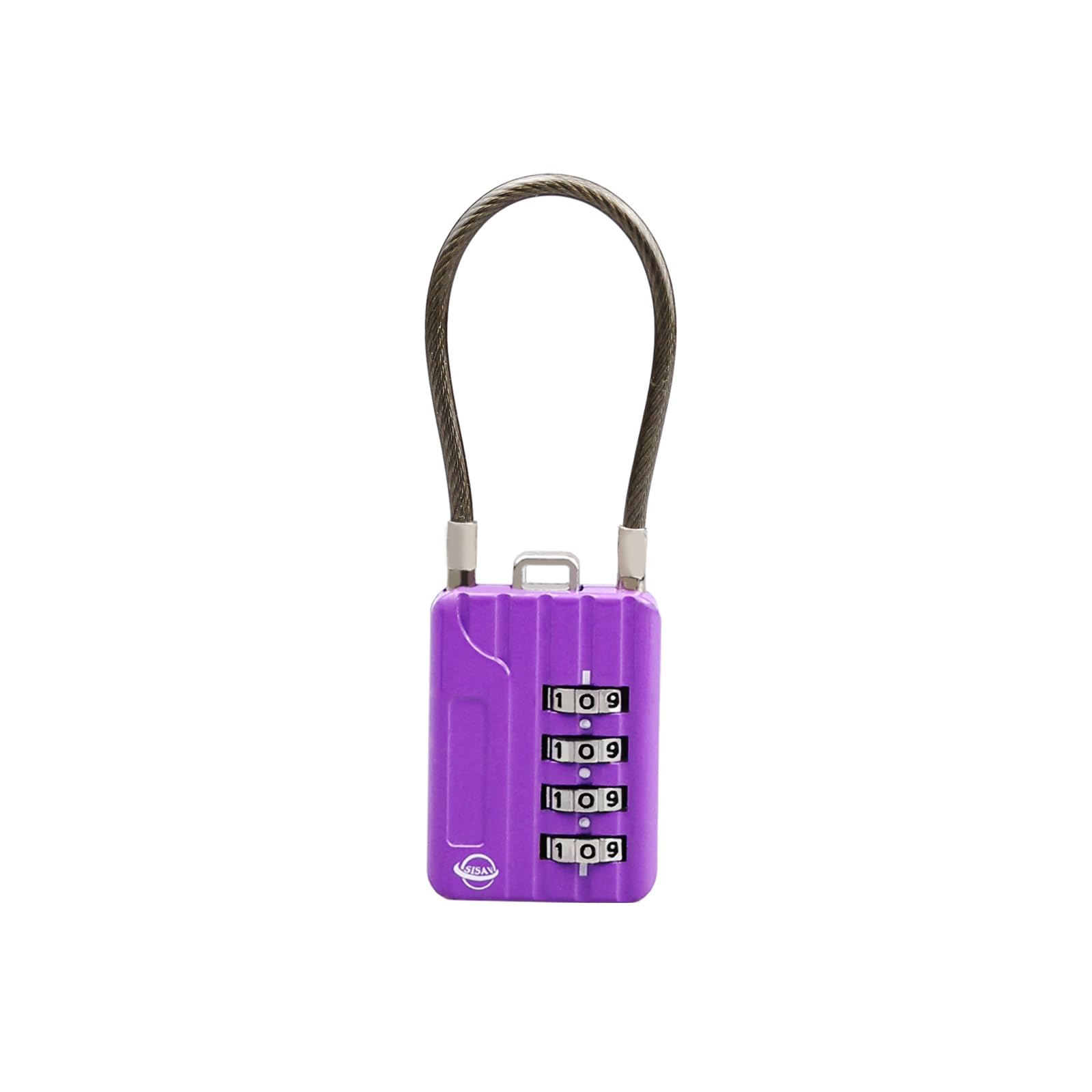 SISAV 4 Digit Cable Combination Locks, 4.7 inches (12cm), for School Gym Locker, Helmet, Filing Cabinets, Toolbox, Luggage Suitcase, Knapsack, 3mm Diameter, Purple