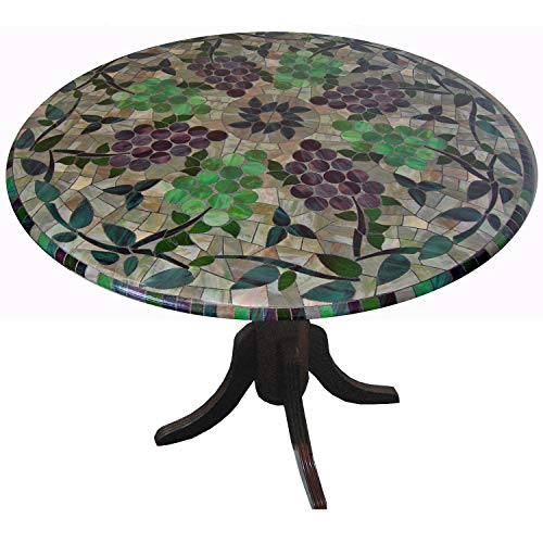 Mosaic Table Cloth Round 36 Inch To 48 Inch Elastic Edge Fitted Vinyl