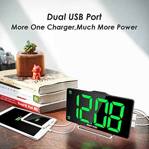 Large Alarm Clock 9" LED Digital Display Dual Alarm with USB Charger Port 0-100 Dimmer for Seniors Simple Bedside Big Number Alarm Clocks for Bedrooms