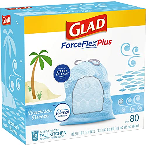 Glad Trash & Food Storage ForceFlexPlus Tall Kitchen Drawstring Trash
