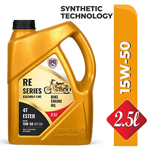 CANDICE Re Series Assembly Line 4T 15W50 API SM Synthetic Technology Engine Oil with Ester for Royal Enfield Bullets (2.5 L)