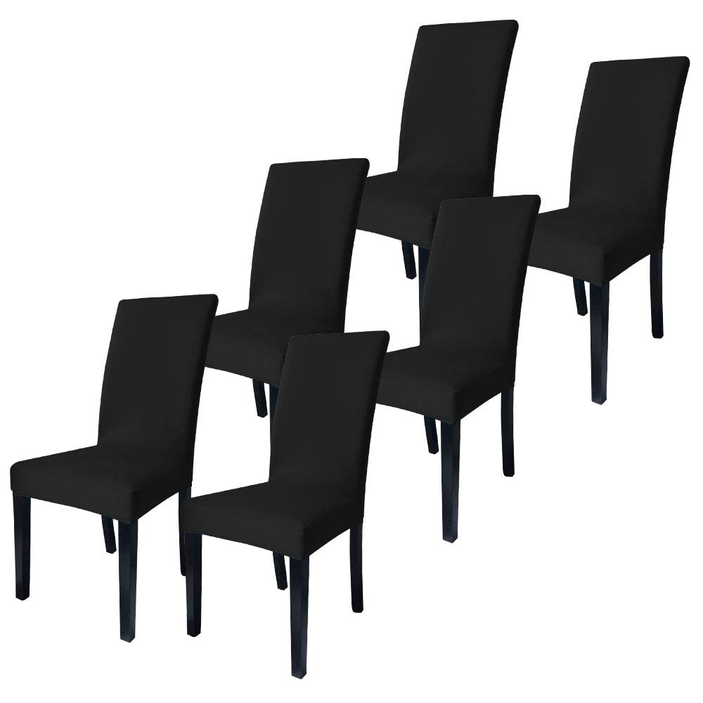 YOFASEN Stool Covers - Elastic Chair Protector Seat Covers for Dining Room Wedding Banquet Party Decoration,Black,37 * 47 * 60cm (6 Pcs)