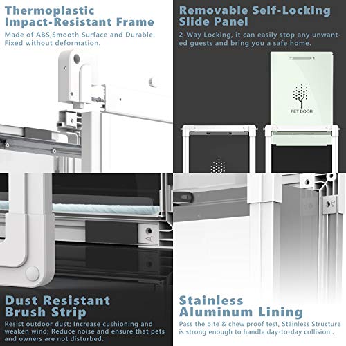 Upgraded 2 Ways Locking Dog Door for Exterior Doors,Medium Large Sliding Doggie Door,Metal Training Doggy Cat Door Indoor,Plastic Freedom Pet Door with Aluminum Lining,Consolidate Soft Flap,Anti-rust - Thumbnail 3