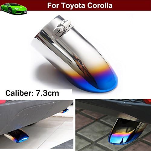 1pcs New Car Chrome Stainless Steel Exhaust Tail Pipe Tip Tailpipe Muffler Cover Trim Emblems Blue Custom Fit for Toyota Corolla 2011 2012 2013 2014 2015 2016 2017 2018 2019 2020