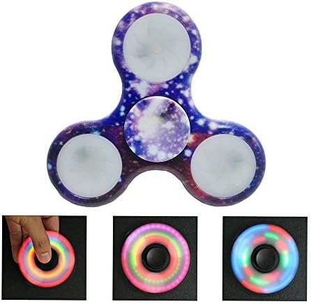 Fidget Spinner, 6 modes LED spinner fidget, Stress Reducer?High Speed Fidget Finger Toy - Perfect for ADD / ADHD / Anxiety / Autism And Stress Relief Adult Children,Office Desk Gadget-LED-starry sky