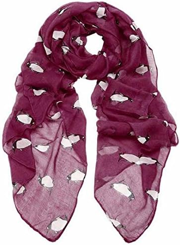 Datework Fashion Women Lady Penguin Print Shawl Voile Rectangle Scarf Scarves (red)