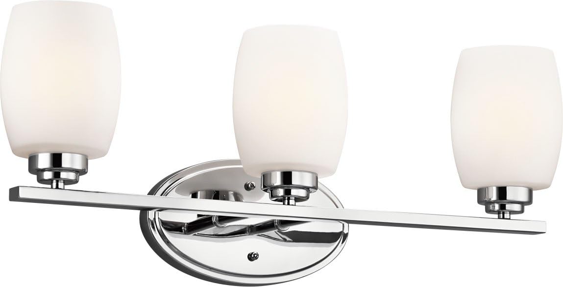 Kichler 5098CH Bath Vanity Wall Lighting Fixtures, Chrome 3-Light (24" W x 10" H) 300 Watts