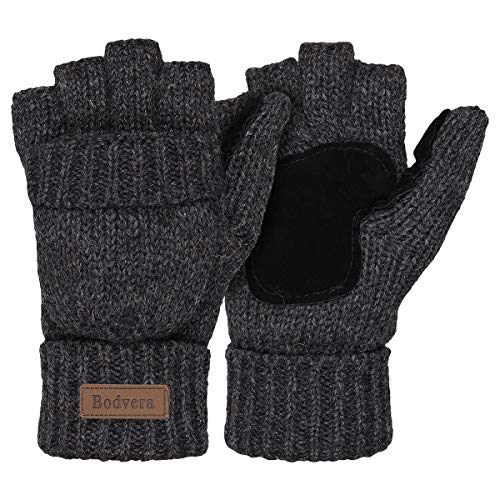 Bodvera Thermal Insulation Fingerless Texting Wool Gloves for