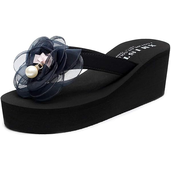 VOKLIN Women's Bohemian Bowknot Wedge Sandals - 2.75 Inch High Heel Slide Platform Sandals