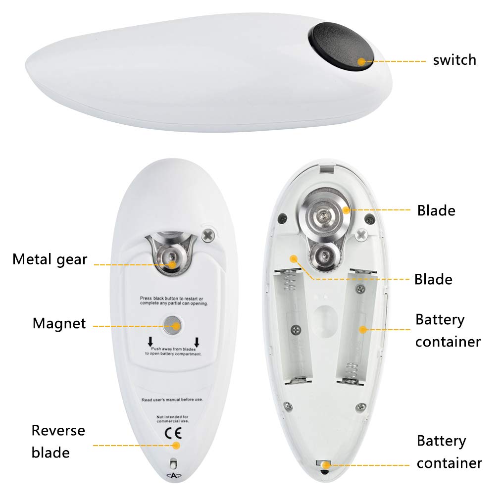 Poualss Electric Automatic Can Opener, Restaurant Can Opener, One-Touch Hands Free Can Opener for Kitchen Restaurant and Arthritic Safety