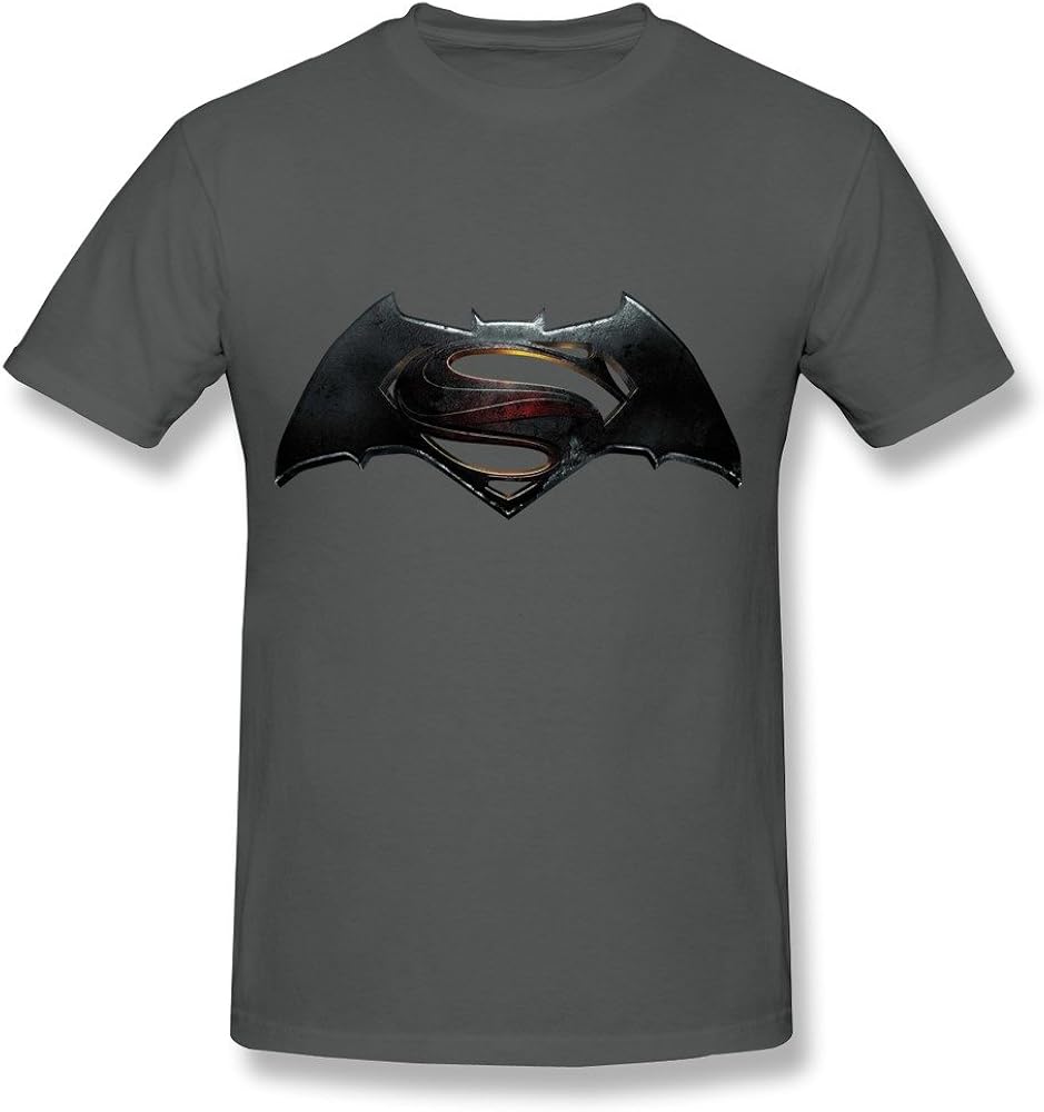 WSB Men's T-shirts Geek Batman Superman Dawn Justice Designed Tees White