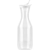 DecorRack Large Water Carafes, Bottle with Flip Top Lid, 50 Oz -BPA Free- Plastic Juice Pitcher, Decanter, Jug, Serve Fridge Cold Iced Tea, Water, for Outdoors, Picnic, Parties, Clear (1 Pack)