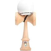 KROM POP LOL Kendama, Certified Beech Wood Skill Toy, Sticky LOL Clear Finish, Beginner &amp; Pro Kendama, Includes Replacement String &amp; KROM Stickers, White