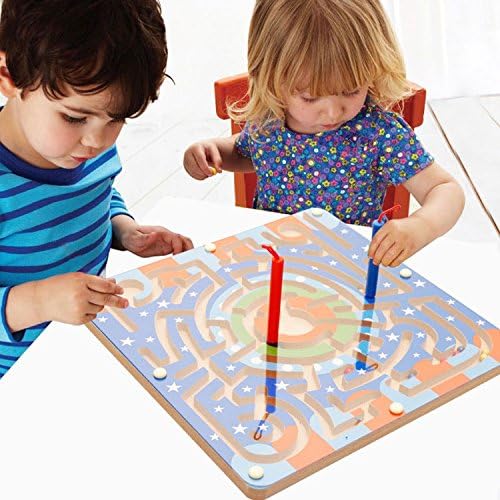 Wooden Magnetic Maze Educational Toys Dry Erase Easel Board Puzzles Games for Kids