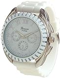 Geneva Platinum Men's 2135.White.Silver White Rubber Quartz Watch with White Dial