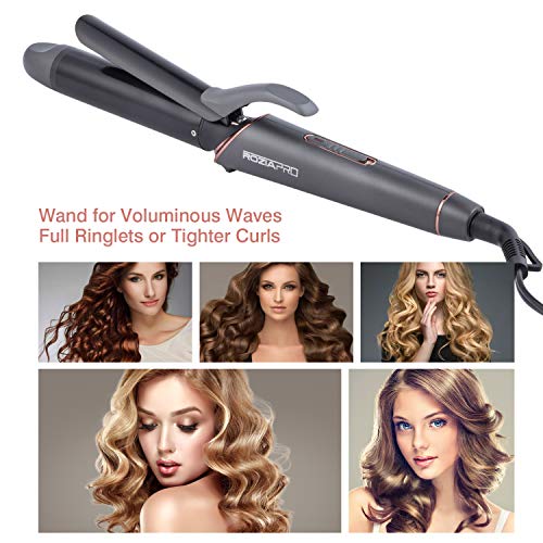 Curling Iron 1.25 Inch Ceramic Tourmaline Coating Curling Wand with Anti-Scald Insulated Wand Tip, 4 Heat Setting for All Hair Types(320 °F to 430 °F, Include Glove)