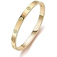 PDWZNBA 18K Gold Plated Love Friendship Bracelets with CZ Stones Trendy Stainless Steel Bangle Jewelry