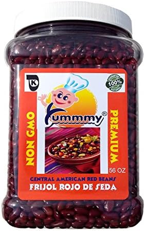 Yummmy Red Beans, Frijol Rojo de Seda, 56 Oz. (3.5 Lbs.) Kosher Certified, Non GMO, from Central American, BPA free container