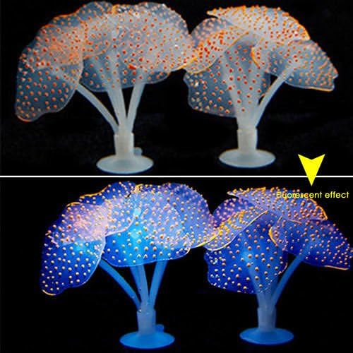 Fluorescent Coral Orange Aquarium Fish Tank Landscape Decoration Glow Simulation Animal Plants Ornament no.37