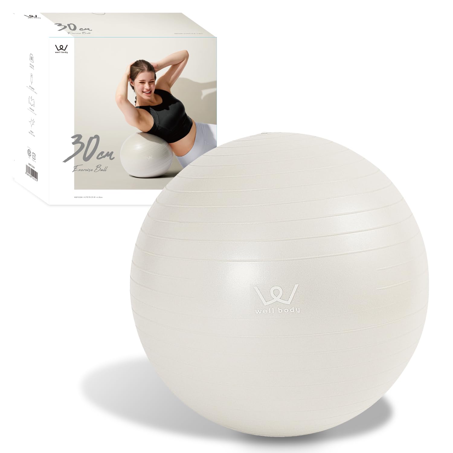 アルインコ(ALINCO) バランスボール 直径30cm 椅子 スツール 軽量 空気入れ付き 運動マニュアル付き ストレッチ フィットネス ヨガ エクササイズ バランス運動 家庭用 コンパクト 省スペース WBF030W ホワイト商品画像