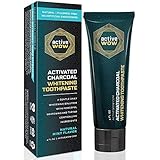 Active Wow Activated Charcoal Toothpaste - Teeth Whitening Formula with Organic Coconut Oil & Xylitol