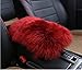 MLOVESIE Auto Center Console Armrest Pad, Warm Winter Fluffy Sheepskin Wool Vehicle Center Console Arm Rest Seat Box Pad Cover Cushion Universal Fit for Most Car(5.91x11.81 inches) (Wine Red)