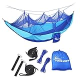 Camping Hammock with Mosquito Net - Lightweight Nylon Portable Double Parachute Hammocks including Suspension Strap,for Indoor,Outdoor,Hiking,Camping,Backpacking,Travel, Beach, Backyard