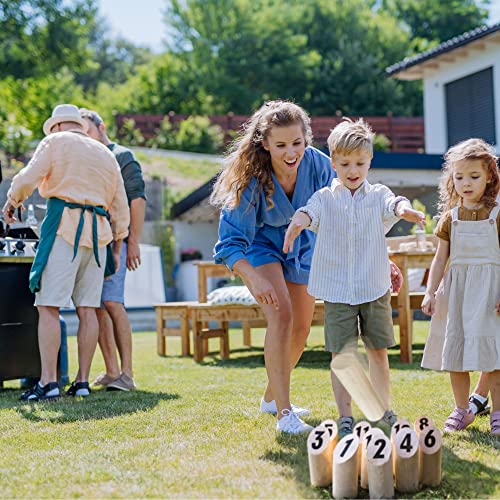 Skittles Yard Games Bowling Set, Outdoor Family Wooden Lawn Games, Made
