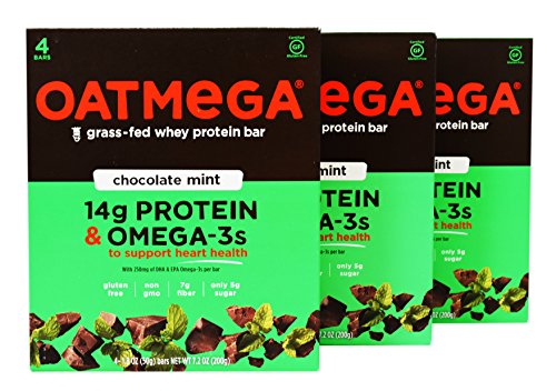 Oatmega - Grass-Fed Whey Protein Bars, 4 Count (Pack of 3) (Chocolate Mint)