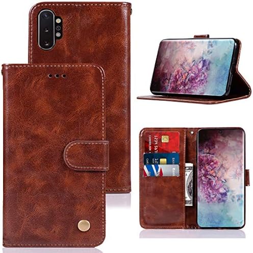 Galaxy Note 10 Plus 5G Case, Zoeirc PU Leather Wallet Flip Folio Protective Phone Case Cover with Card Slots and Stand for Samsung Galaxy Note 10+ Plus/ Note10 Plus 5G 2019 (Brown)