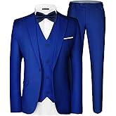 MAGE MALE Men's 3 Pieces Suit Elegant Solid One Button Slim Fit Single Breasted Party Blazer Vest Pants Set