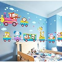 Baby Kids Safari Animals Train Wall Stickers Nursery Decor Art Mural Removable by LolliLook