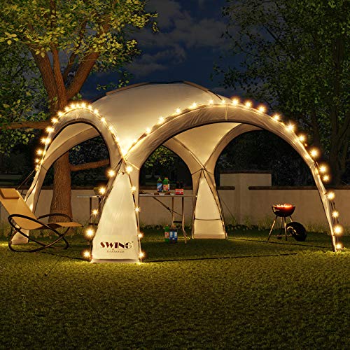 Swing & Harmonie LED Event Pavillon 3,6 x 3,6m DomeShelter Garten Pavillion inkl. Solarmodul Pavilion Designer…