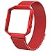 For Fitbit Blaze Band Large With Metal Frame, Wearlizer Milanese Loop Smart Watch Band Replacement Stainless Steel Bracelet Strap for Fitbit Blaze, Christmas Gift - Red Large