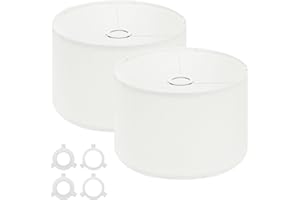 PATIKIL Drum Lamp Shades for Table Lamps 12"x12"x8" Linen Lampshade Set of 2 Easy Assembly Lamp Shade with E27 to E26/E14 Ada