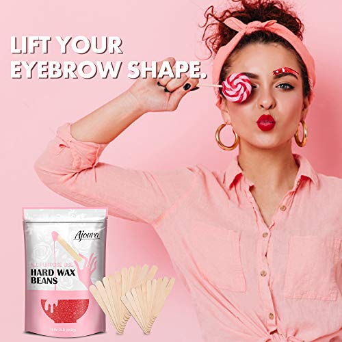 Wax Beads, Ajoura Hard Wax Beans for Hair Removal (All In One Body Formula) Moisturize Sensitive Skin Wax for Face, Bikini, Eyebrow, Legs, Underarm, 2lb Large Refill Film Wax Beads for Wax Warmer Kit